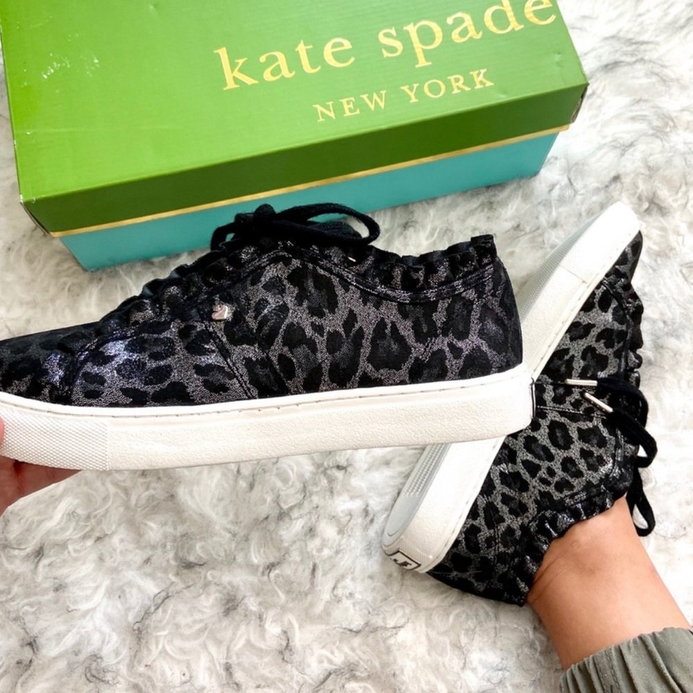 Kate Spade Lynn Metallic Leopard Sneaker {Blk/Gry}